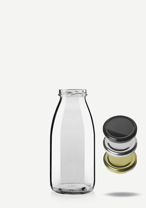Milchflasche aus Glas 250ml Deckel