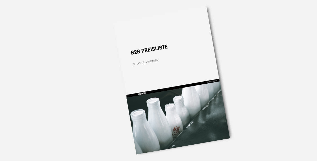 Preisliste Milchflasche aus Glas
